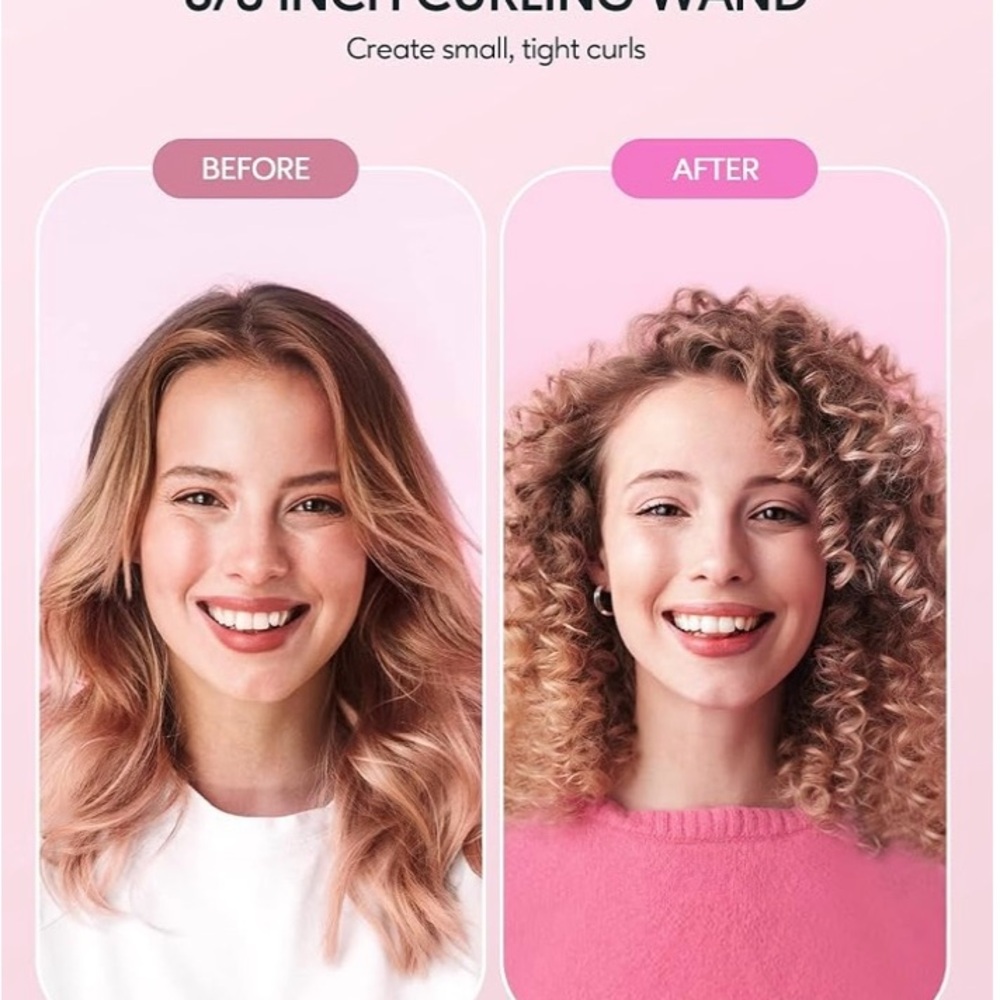Wavytalk 3/8” barrel, Pro Curling Wand, in pink (NIB)  MSRP $37 - Picture 5 of 7